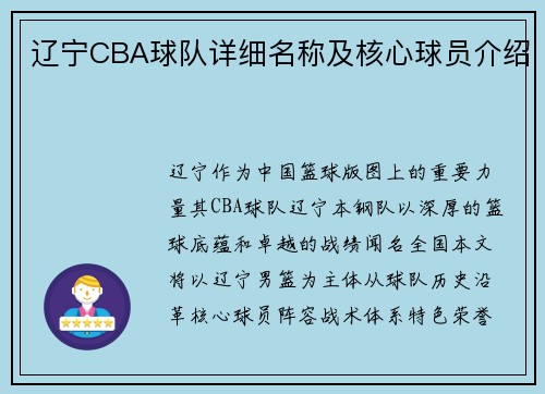 辽宁CBA球队详细名称及核心球员介绍